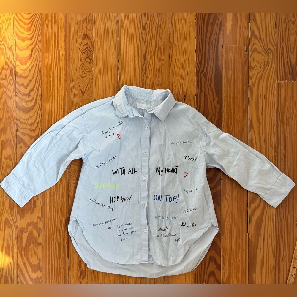 Zara Girls Graffiti Button Down Shirt